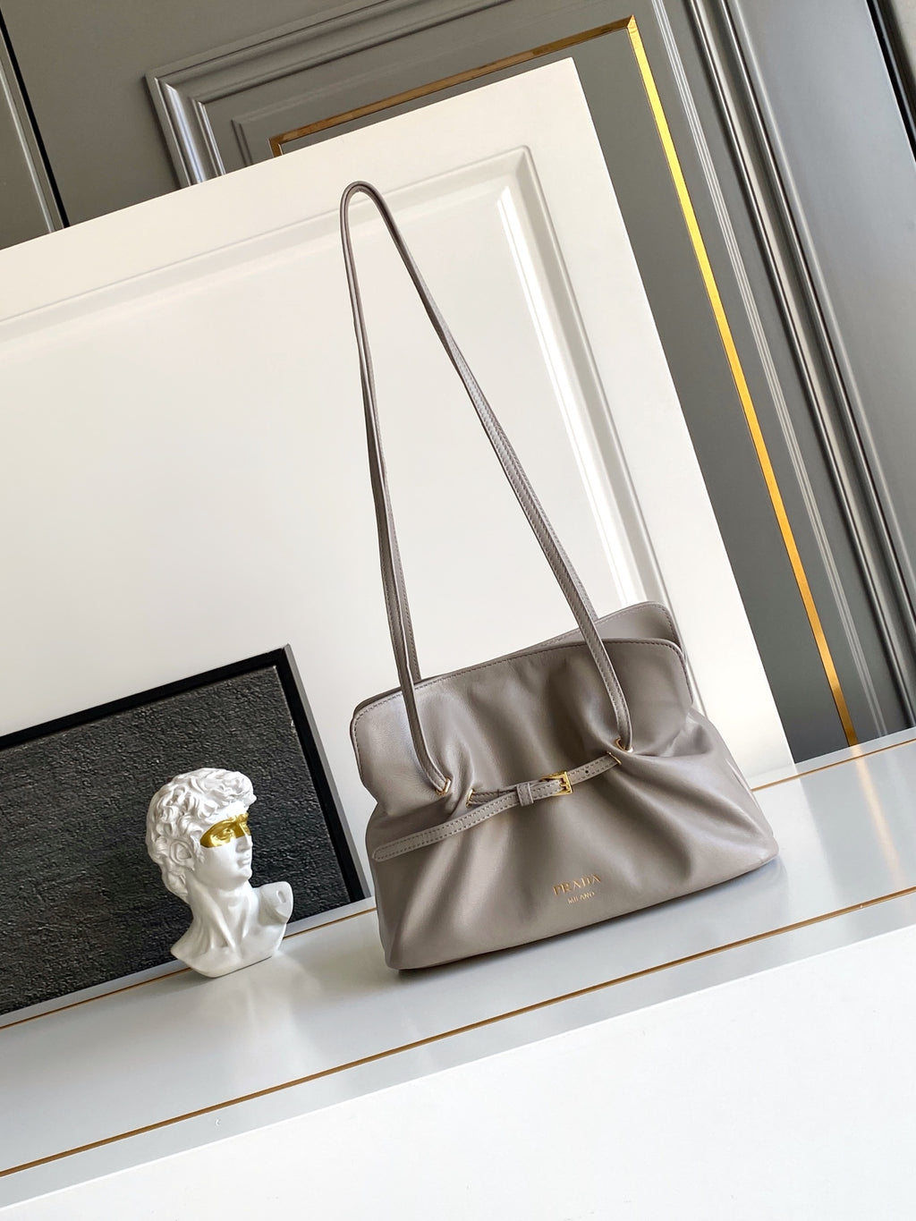 Soft Lambskin Leather Cloud Shoulder Bag