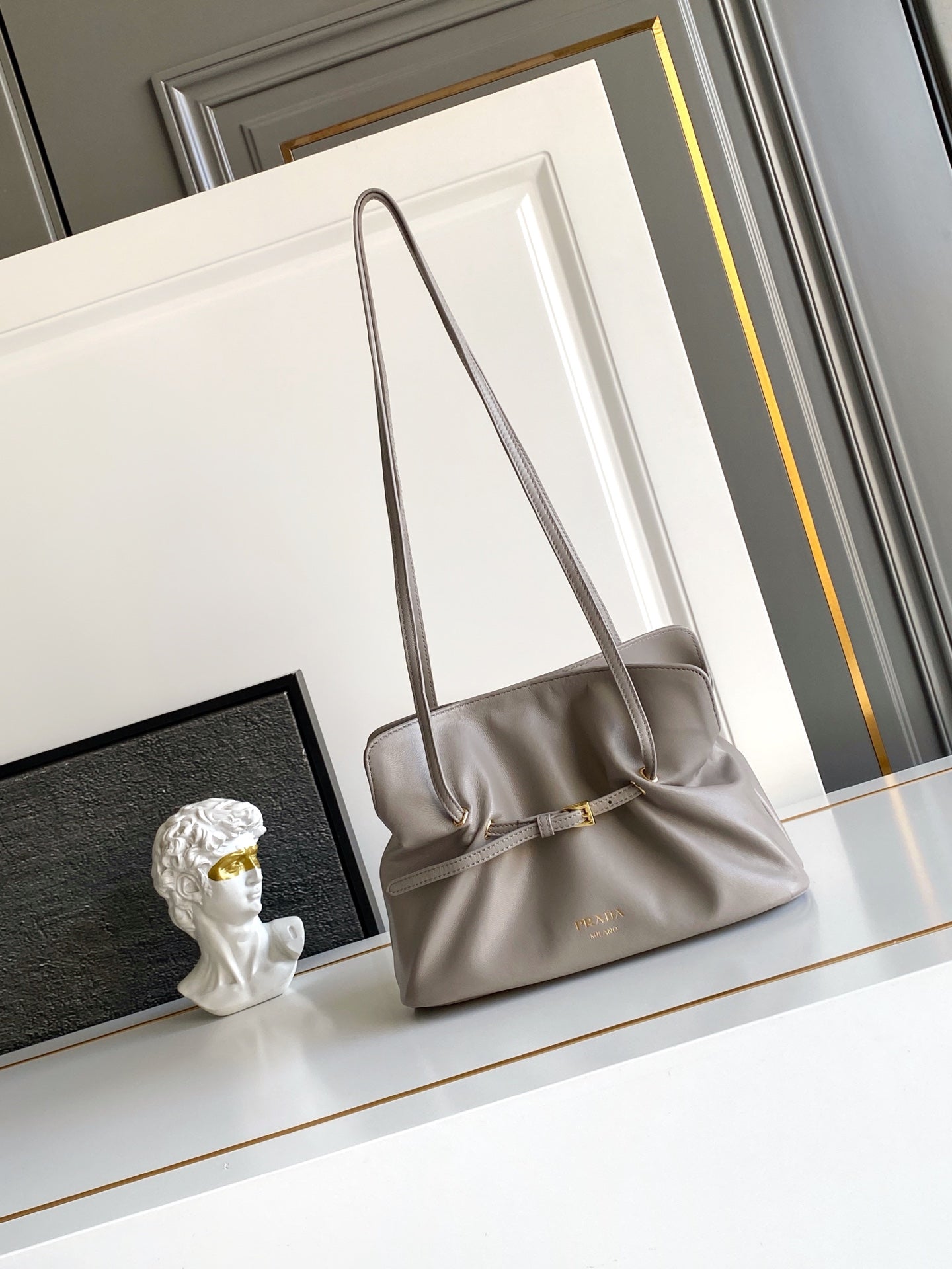 Soft Lambskin Leather Cloud Shoulder Bag