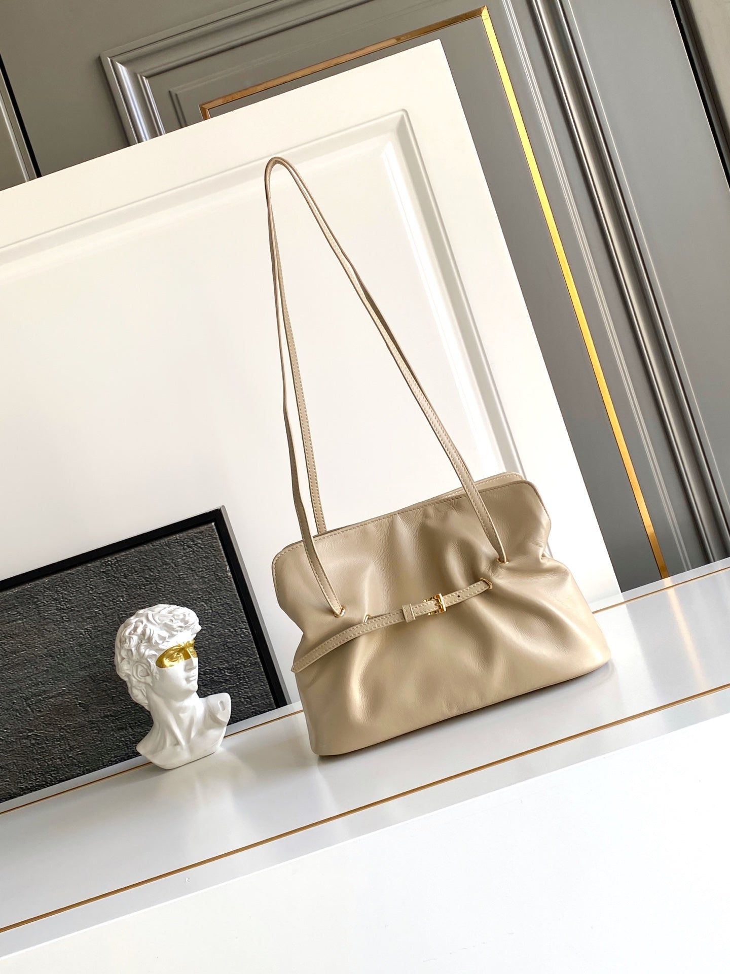 Soft Lambskin Leather Cloud Shoulder Bag