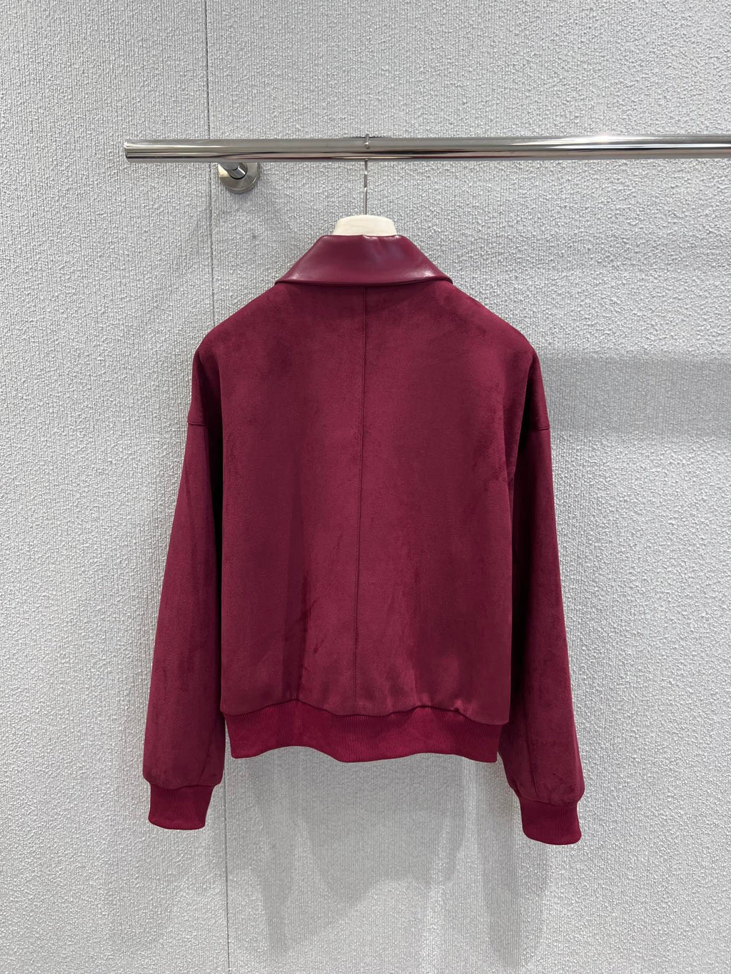 Suede & Leather Bomber Jacket – Bordeaux Edition