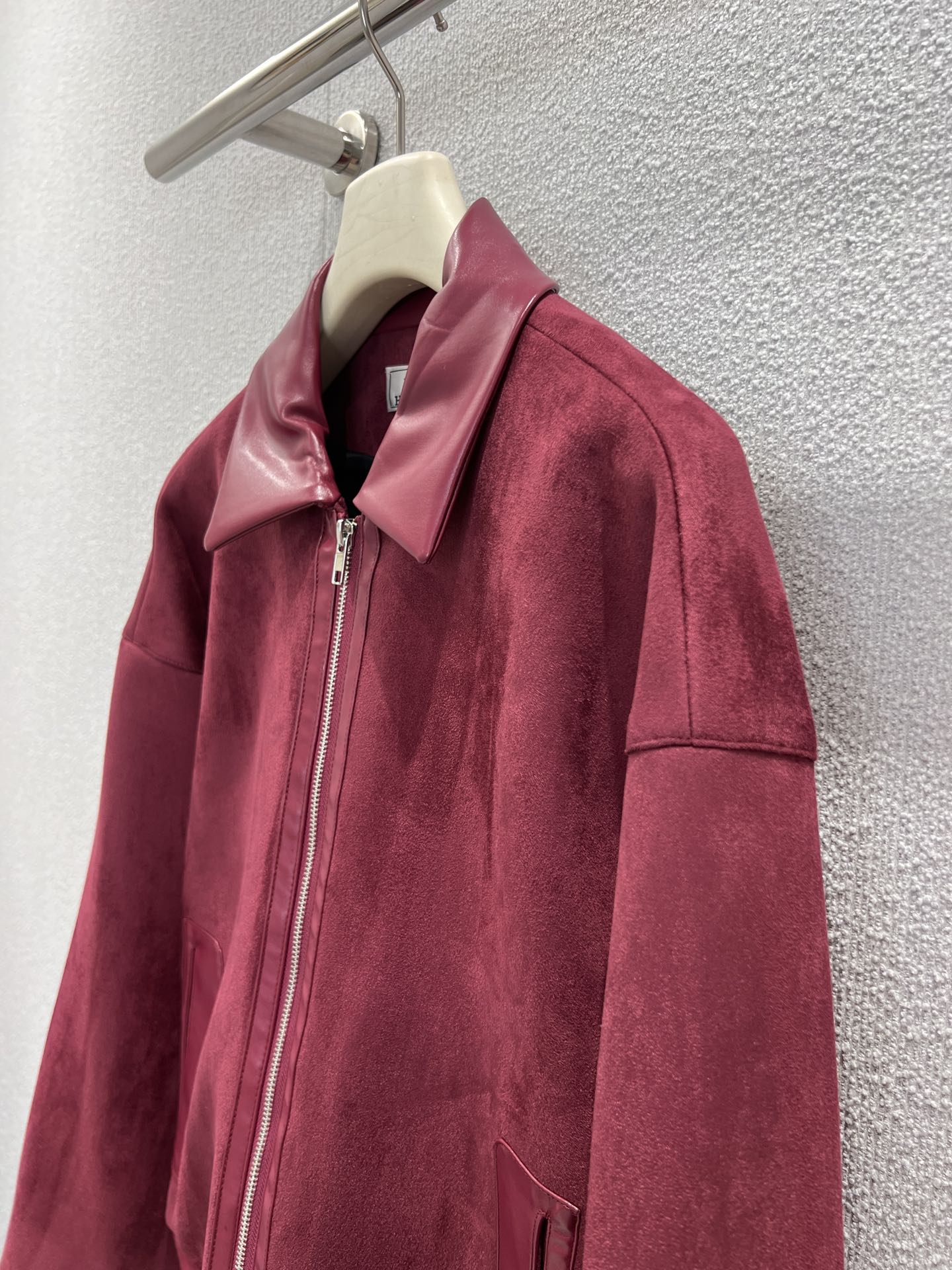 Suede & Leather Bomber Jacket – Bordeaux Edition