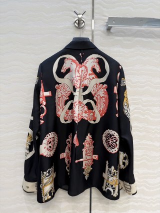 Silk Equestrian Print Shirt – Midnight Edition