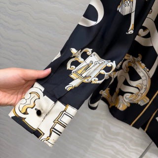 Silk Equestrian Print Shirt – Midnight Edition