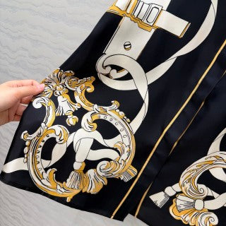 Silk Equestrian Print Shirt – Midnight Edition