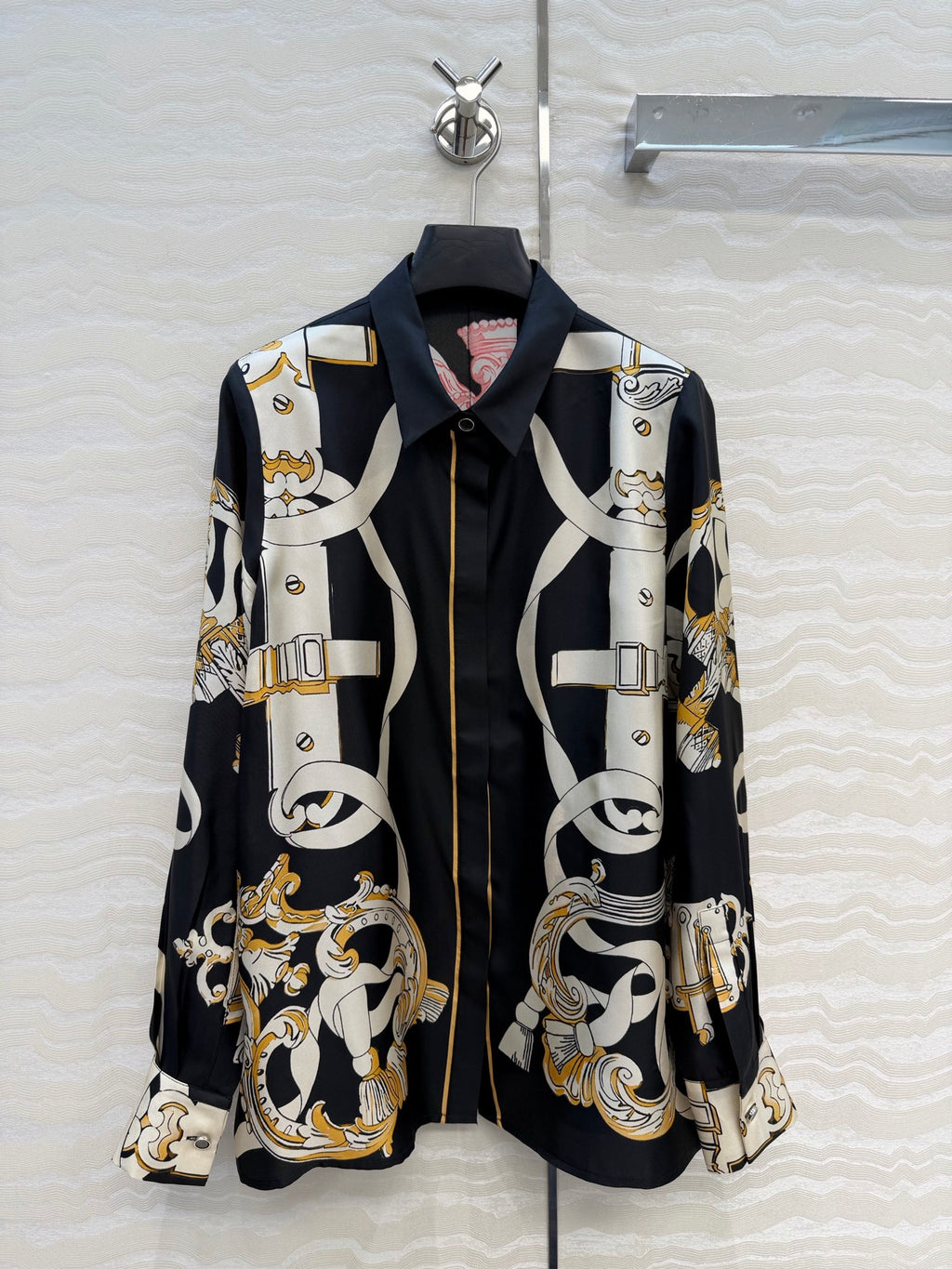 Silk Equestrian Print Shirt – Midnight Edition