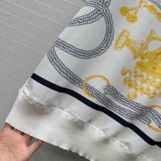 Nautical Rope Print Silk-Blend Top