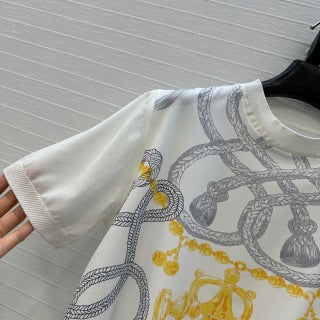 Nautical Rope Print Silk-Blend Top