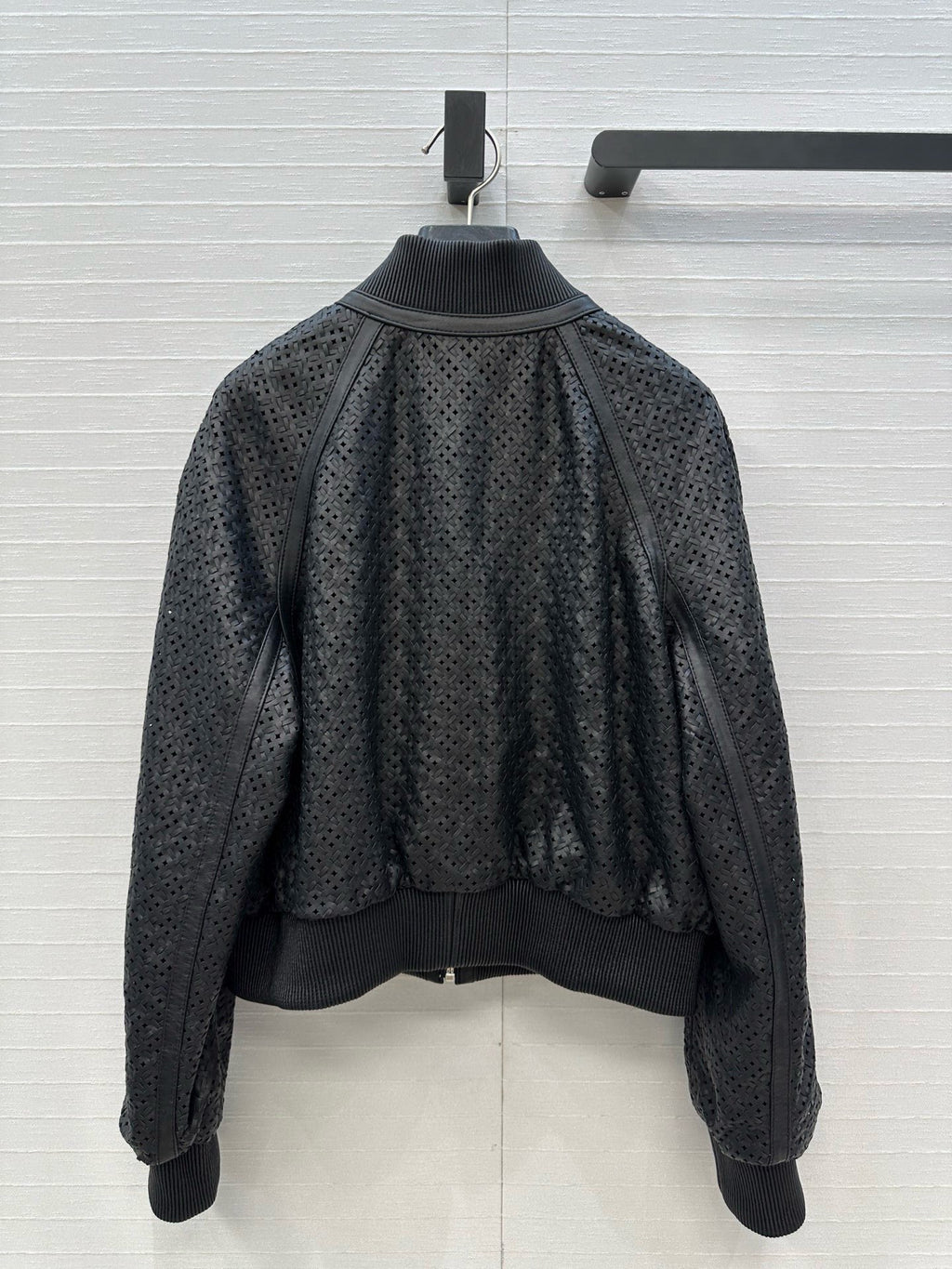 Perforated Sheepskin Bomber Jacket – Noir Edition