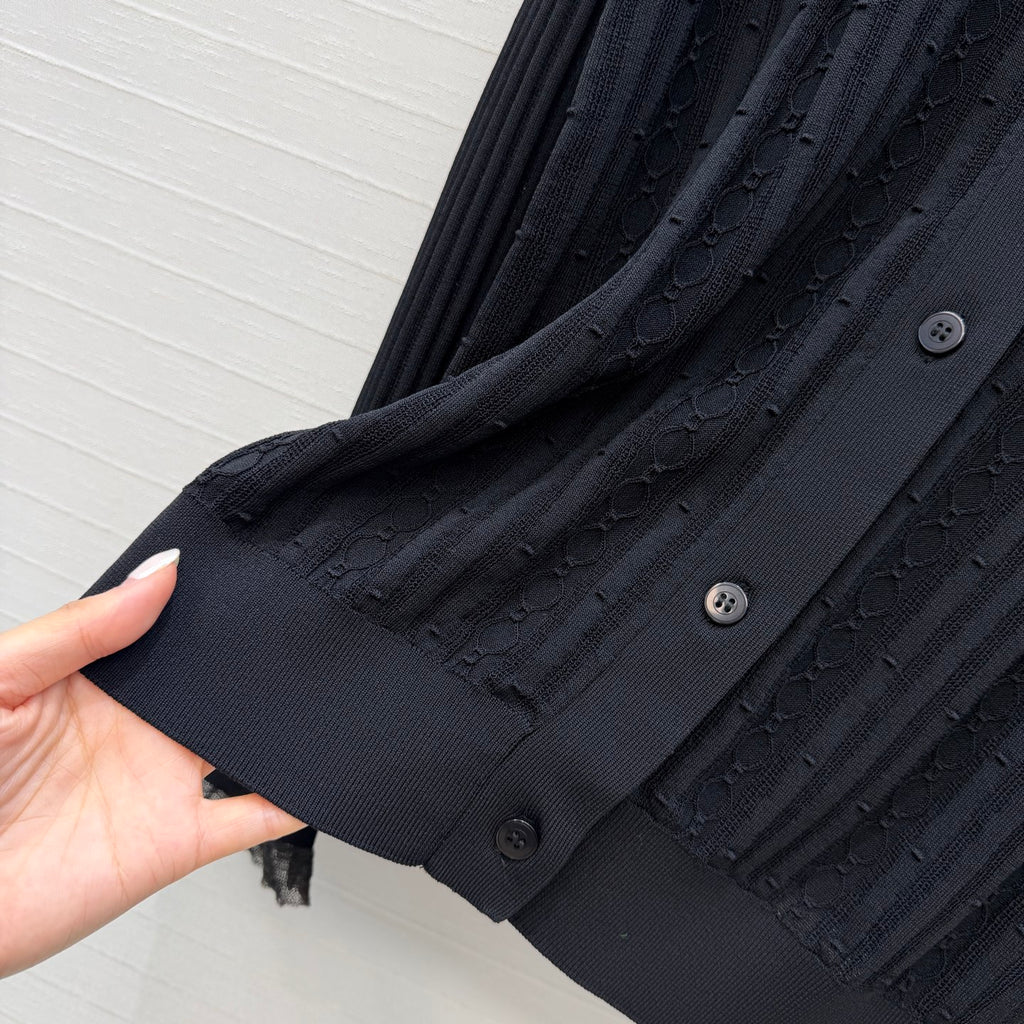 Ribbed Knit Cardigan – Refined Textured Elegance