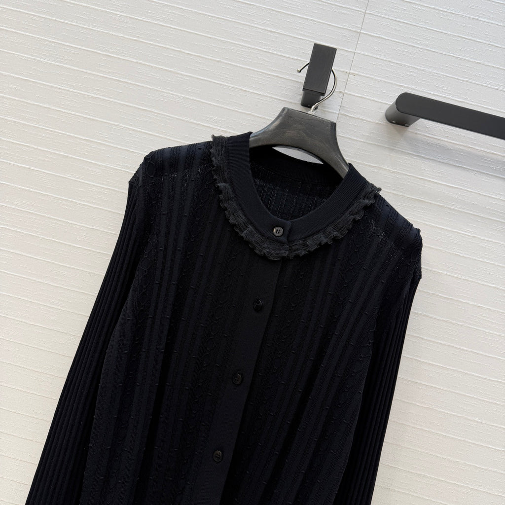 Ribbed Knit Cardigan – Refined Textured Elegance