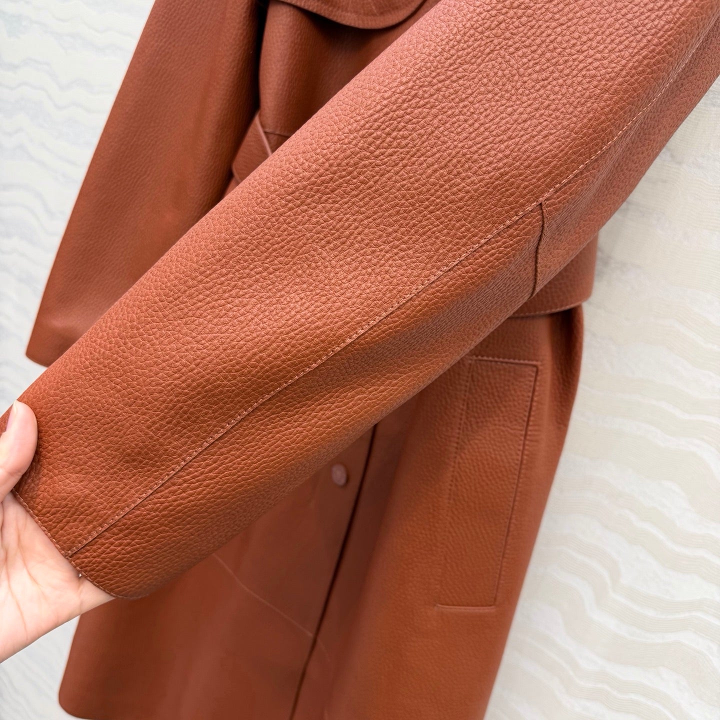 Sheepskin Belted Long Coat – Timeless Power Silhouette