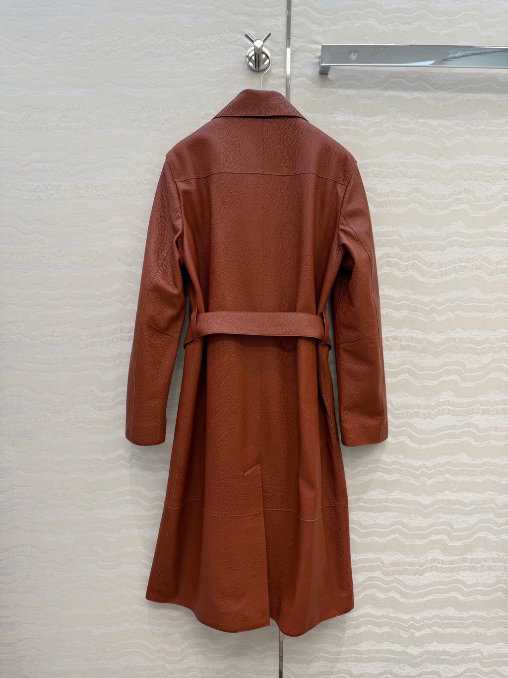 Sheepskin Belted Long Coat – Timeless Power Silhouette