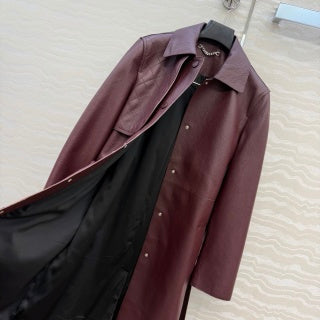 Sheepskin Belted Long Coat – Timeless Power Silhouette