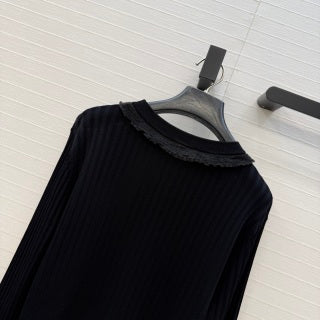 Ribbed Knit Long Sleeve Dress – Structured Elegance