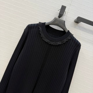 Ribbed Knit Long Sleeve Dress – Structured Elegance