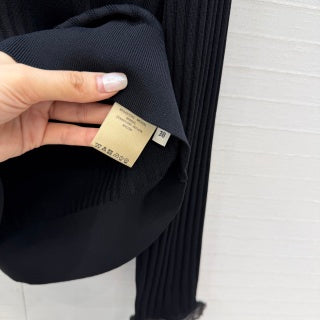 Ribbed Knit Long Sleeve Dress – Structured Elegance