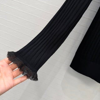 Ribbed Knit Long Sleeve Dress – Structured Elegance