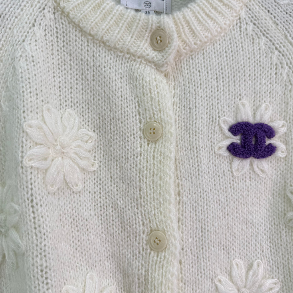 Floral Knit Short Sleeve Cardigan