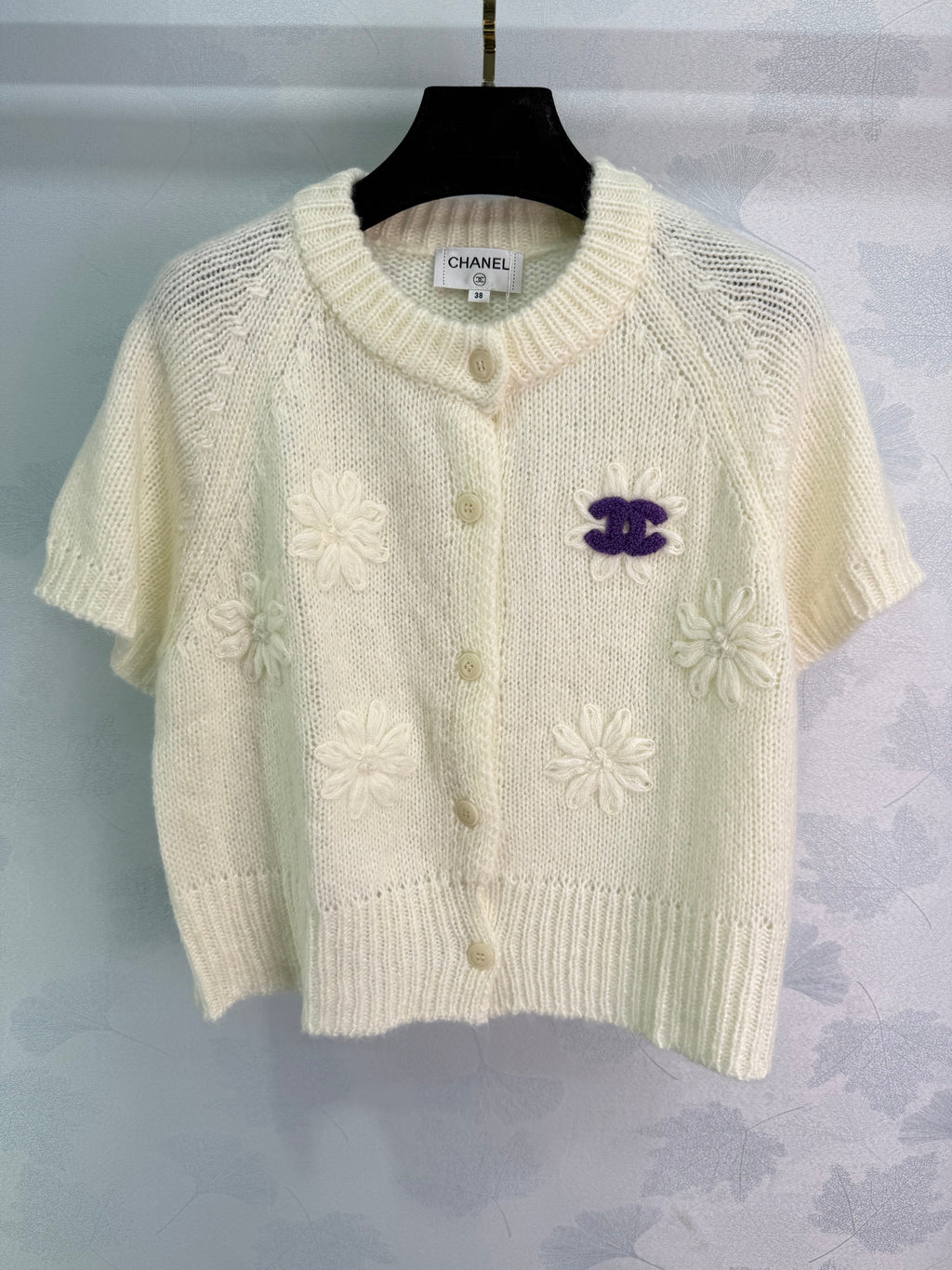 Floral Knit Short Sleeve Cardigan