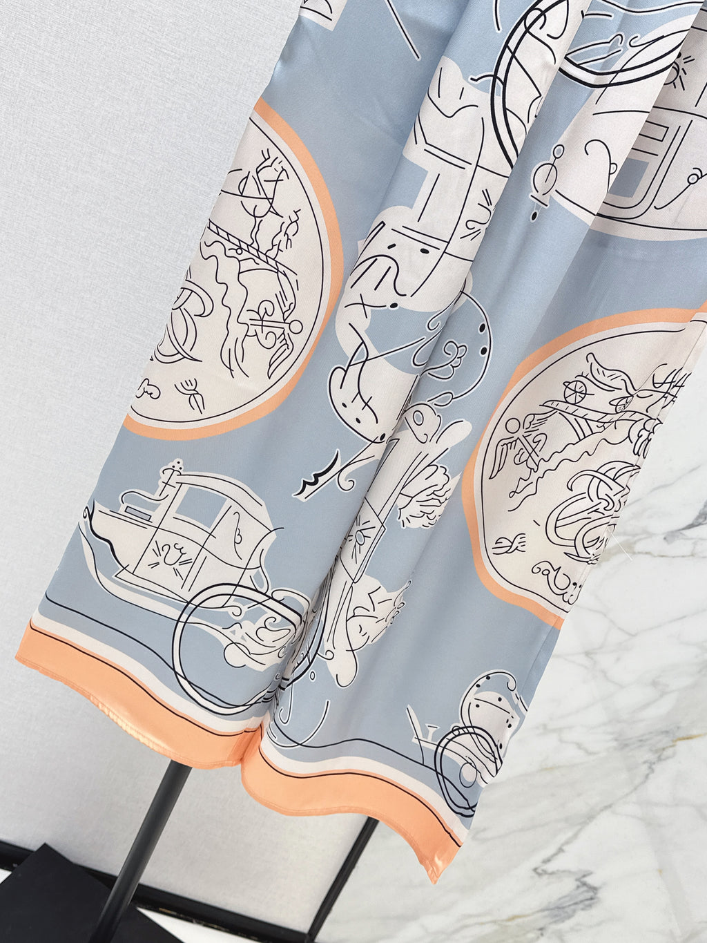 Printed Silk Shirt & Trousers Set