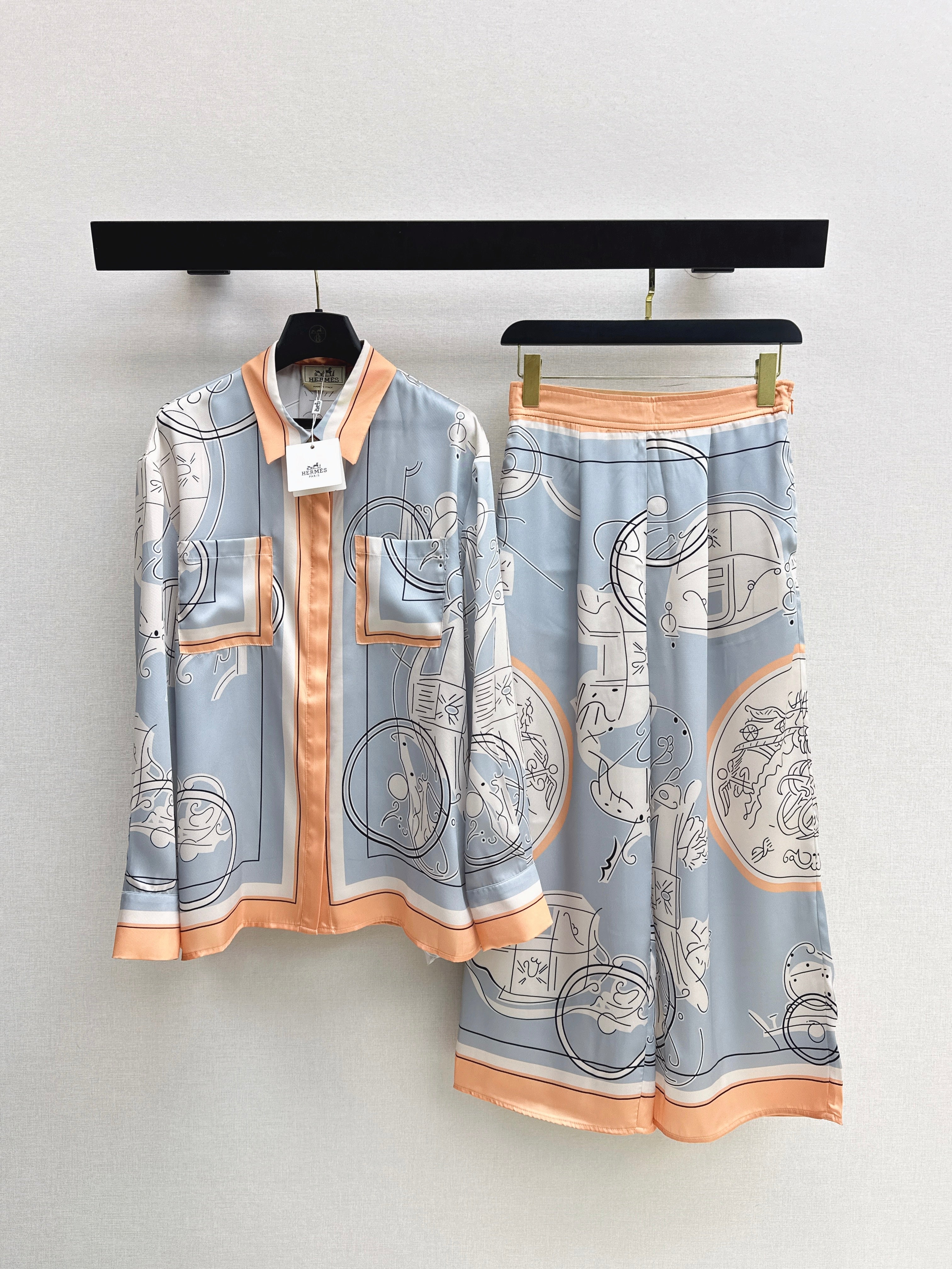 Printed Silk Shirt & Trousers Set