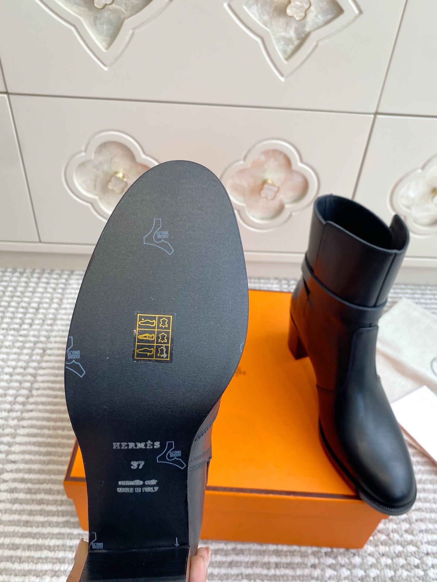 Kelly Buckle Mid-Heel Leather Ankle Boots