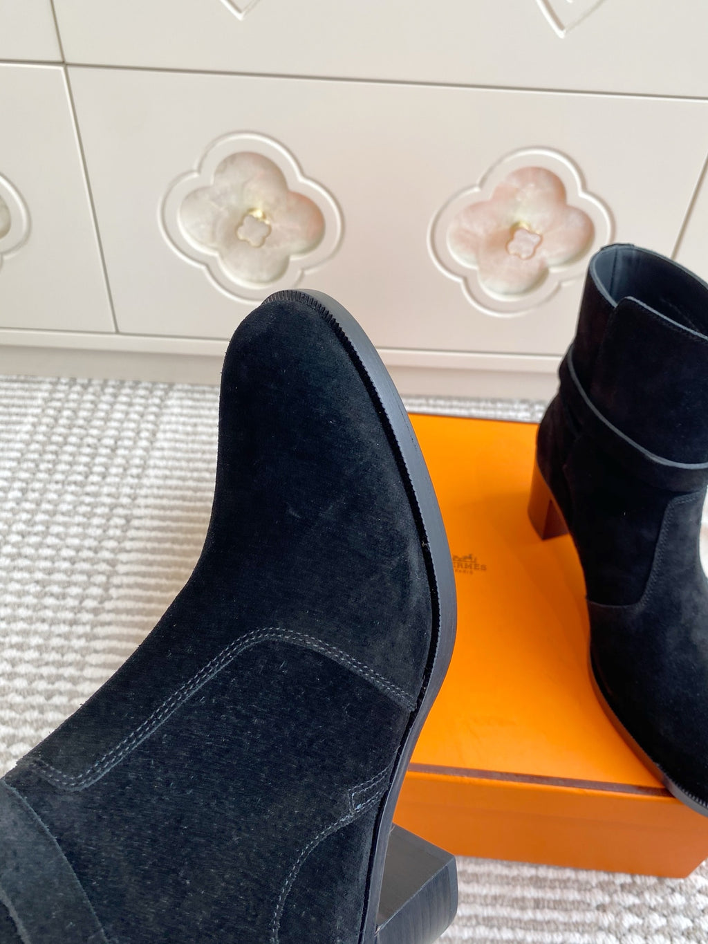 Kelly Buckle Mid-Heel Suede Ankle Boots