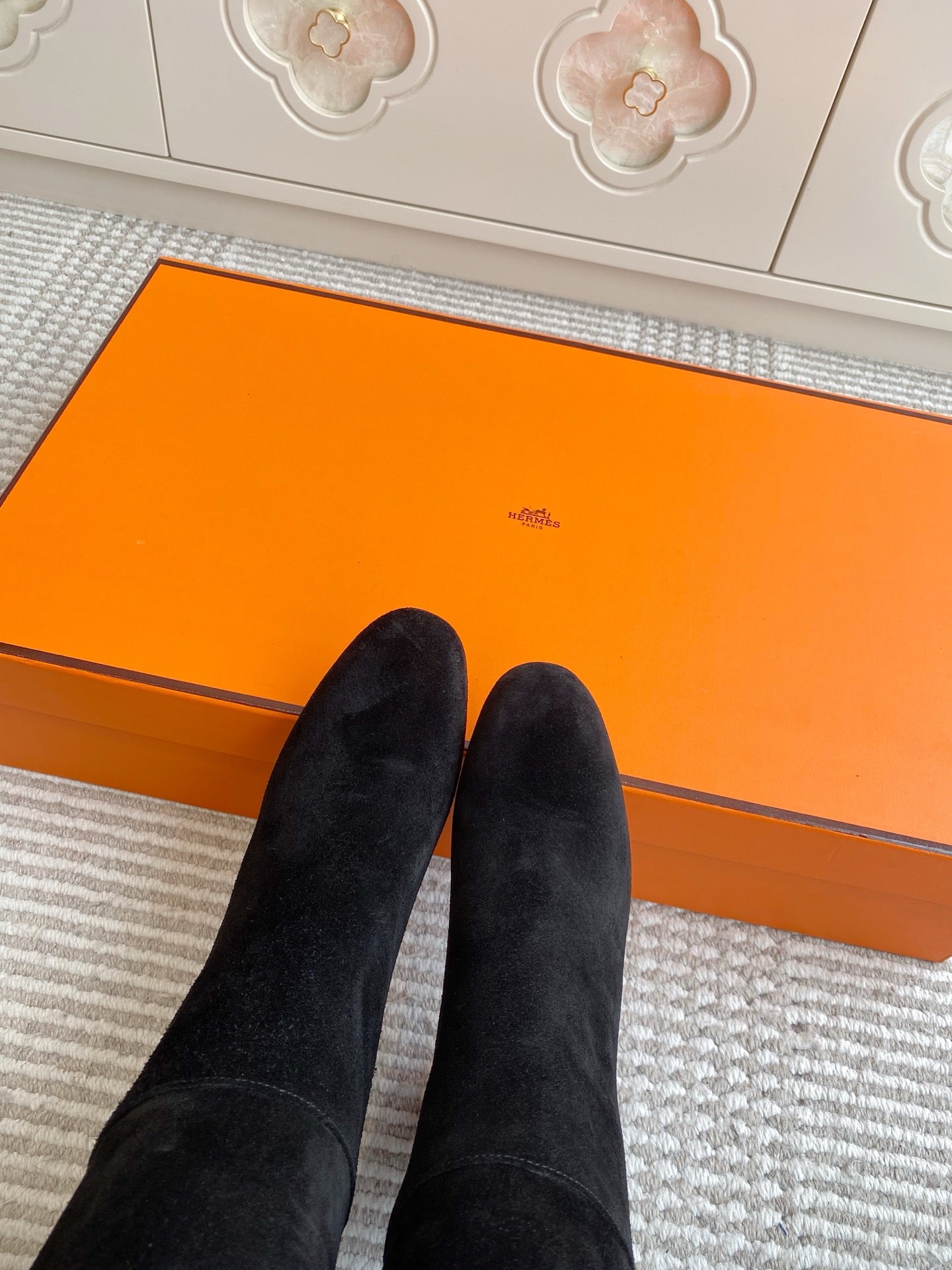 Kelly Buckle Suede Knee-High Heeled Boots