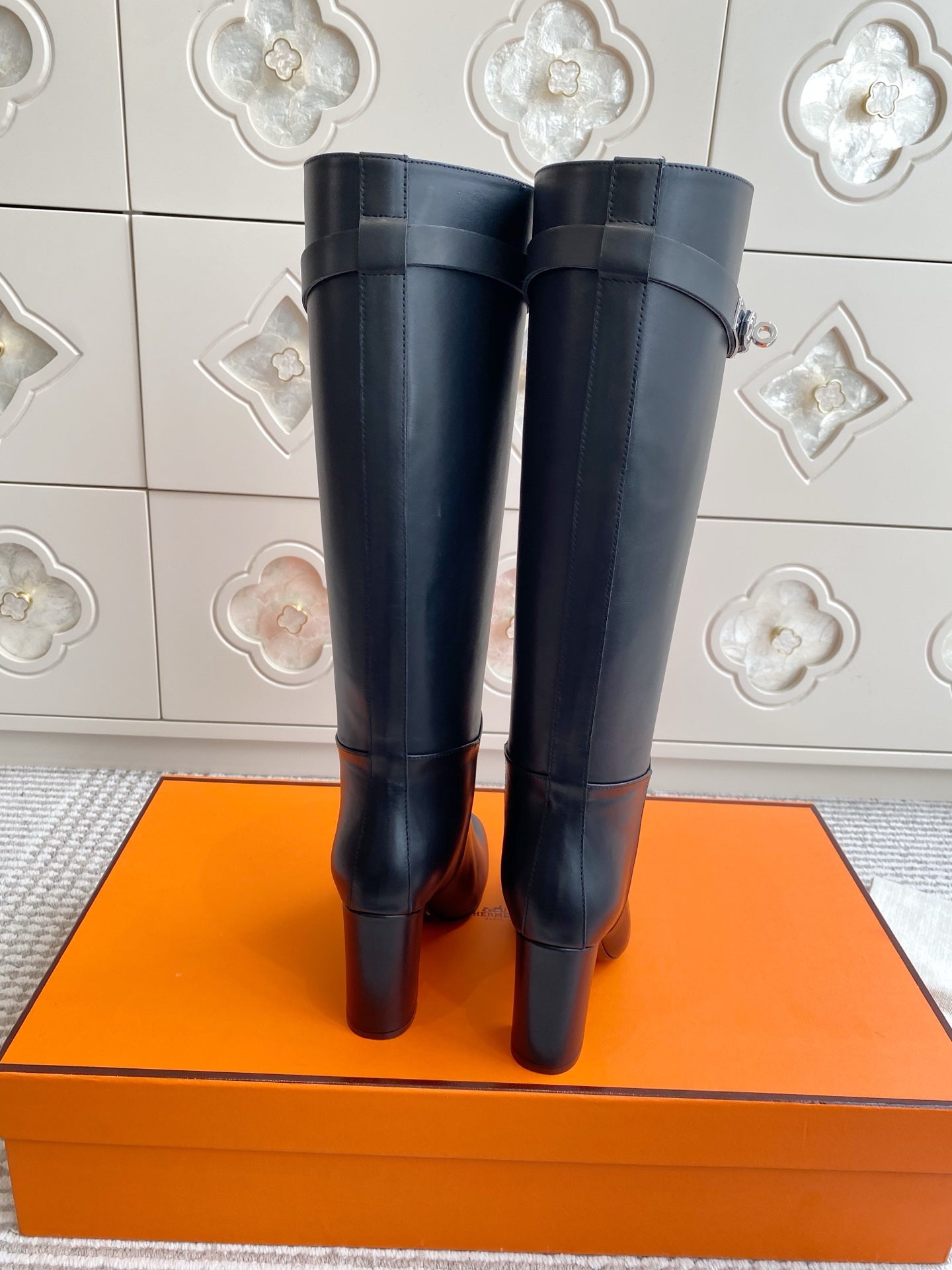 Kelly Buckle Knee-High Leather Heeled Boots