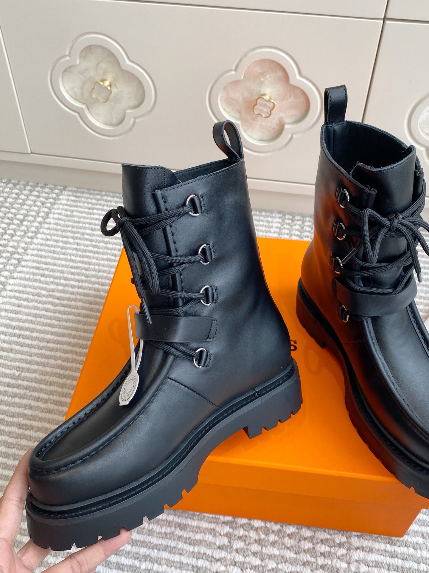 Land Leather Lace-Up Combat Boots