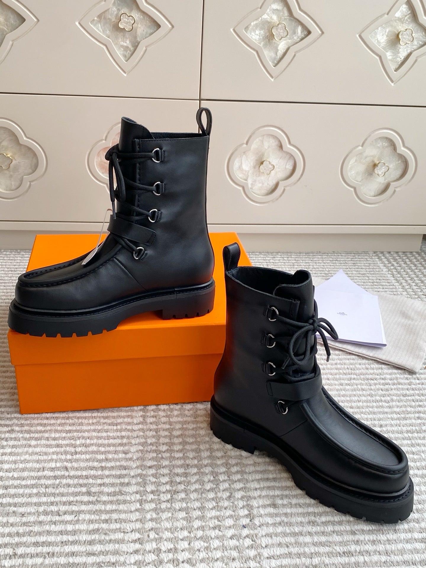 Land Leather Lace-Up Combat Boots