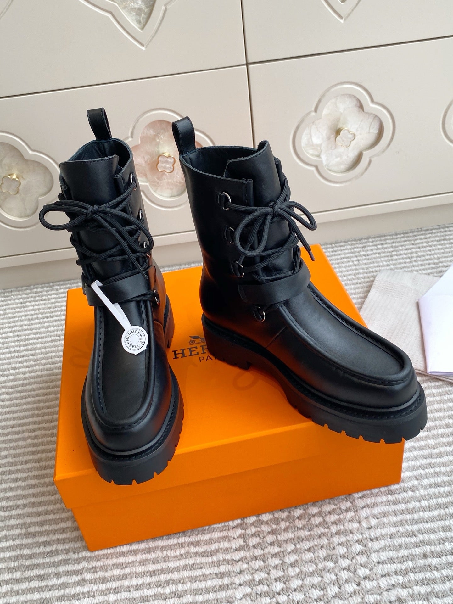 Land Leather Lace-Up Combat Boots