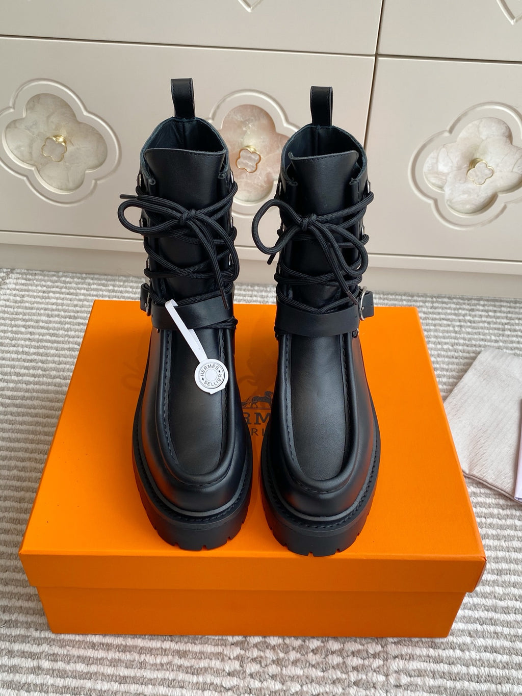 Land Leather Lace-Up Combat Boots