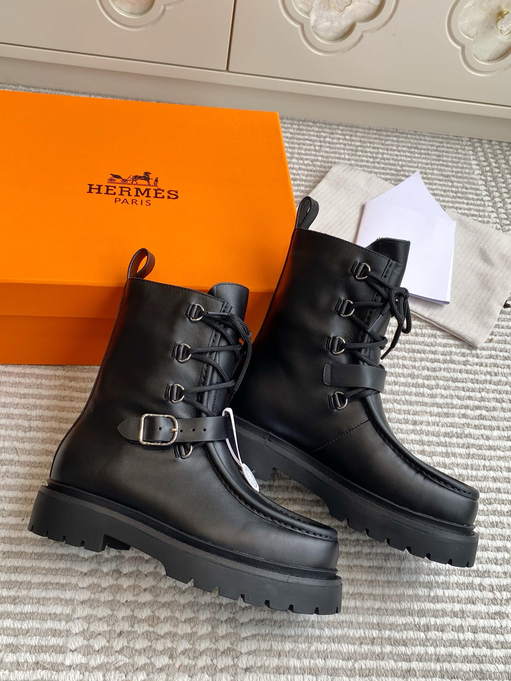 Land Leather Lace-Up Combat Boots