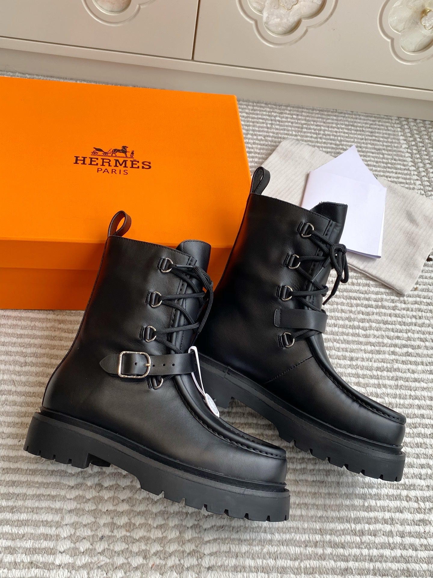 Land Leather Lace-Up Combat Boots