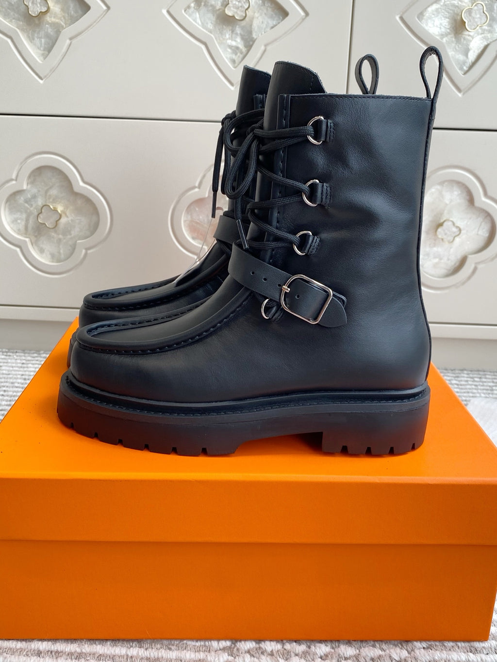 Land Leather Lace-Up Combat Boots