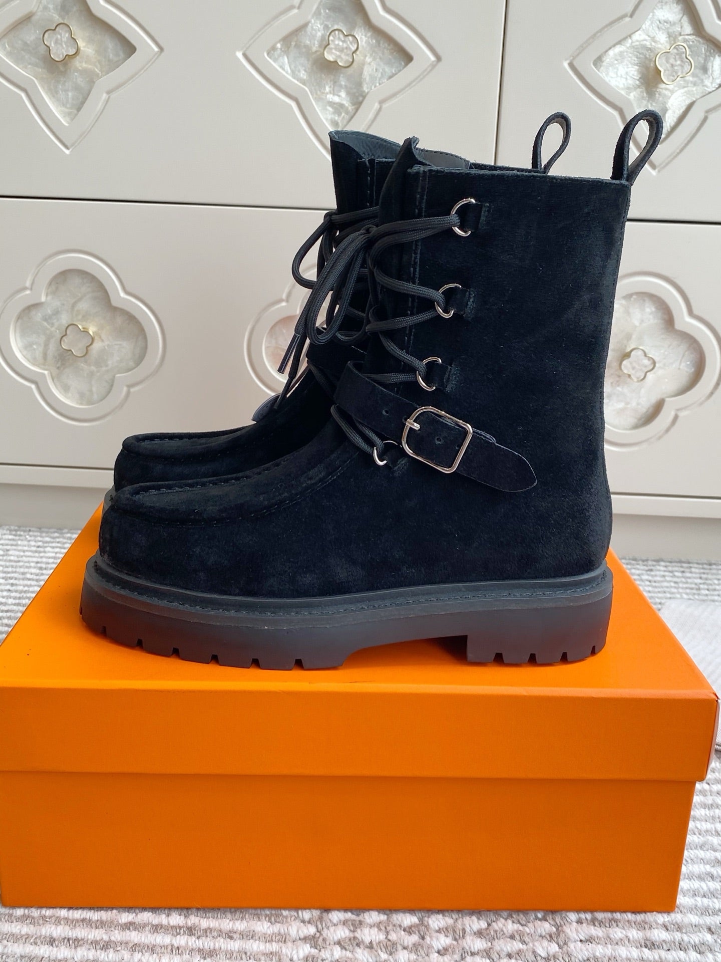 Land Suede Lace-Up Combat Boots