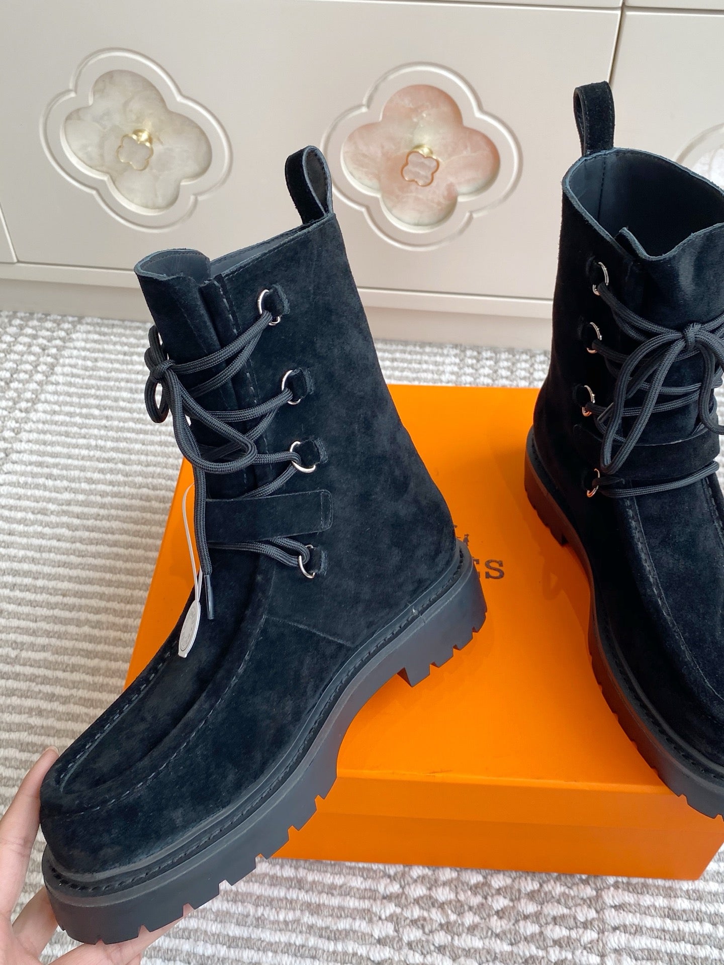 Land Suede Lace-Up Combat Boots