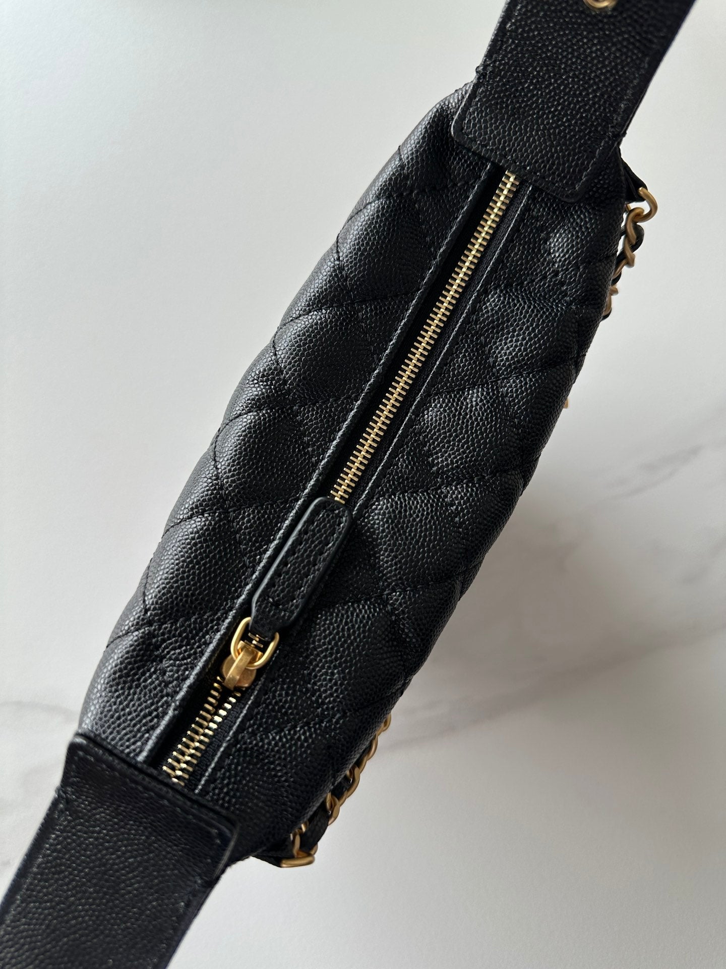 Pearl-Chain Quilted Mini Hobo Bag