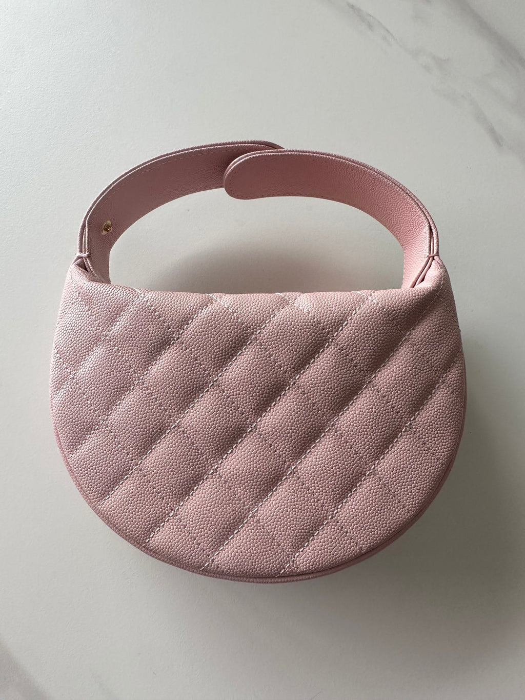 Pearl-Chain Quilted Mini Hobo Bag