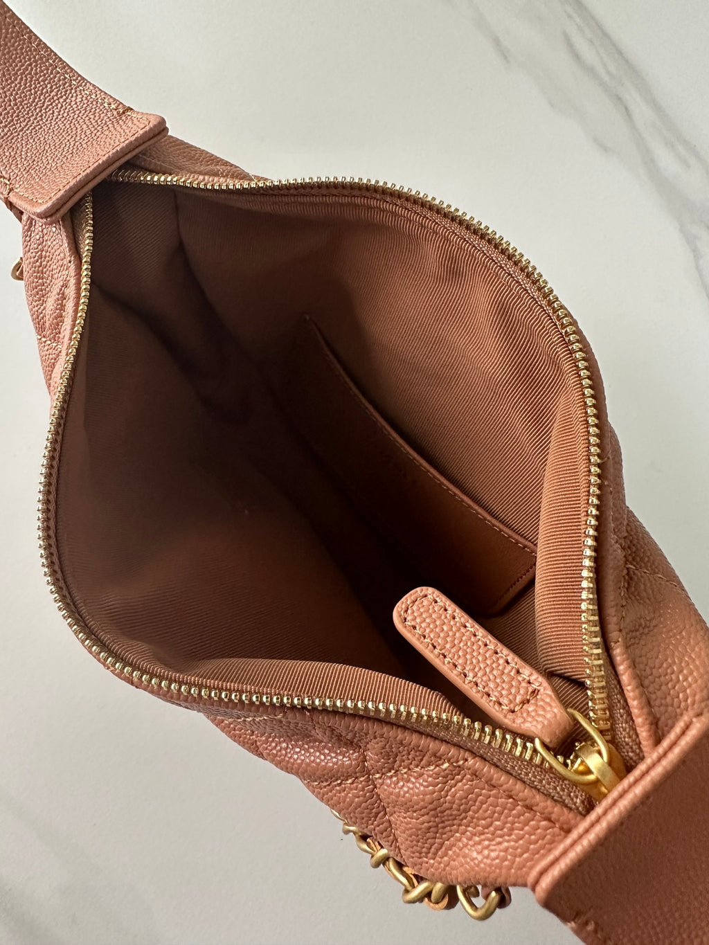 Pearl-Chain Quilted Mini Hobo Bag