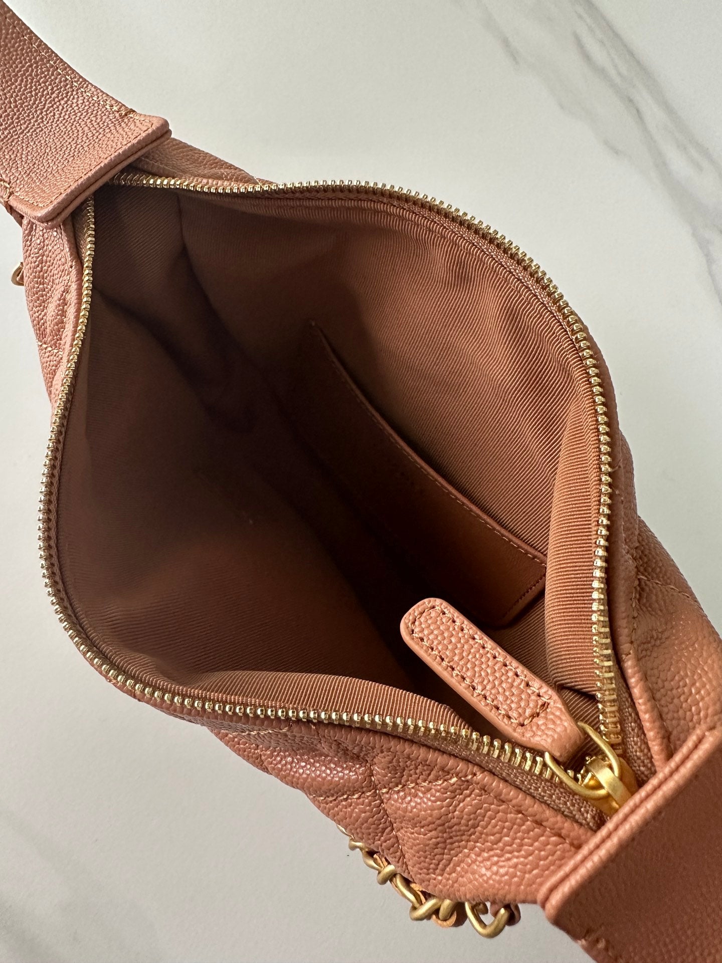 Pearl-Chain Quilted Mini Hobo Bag
