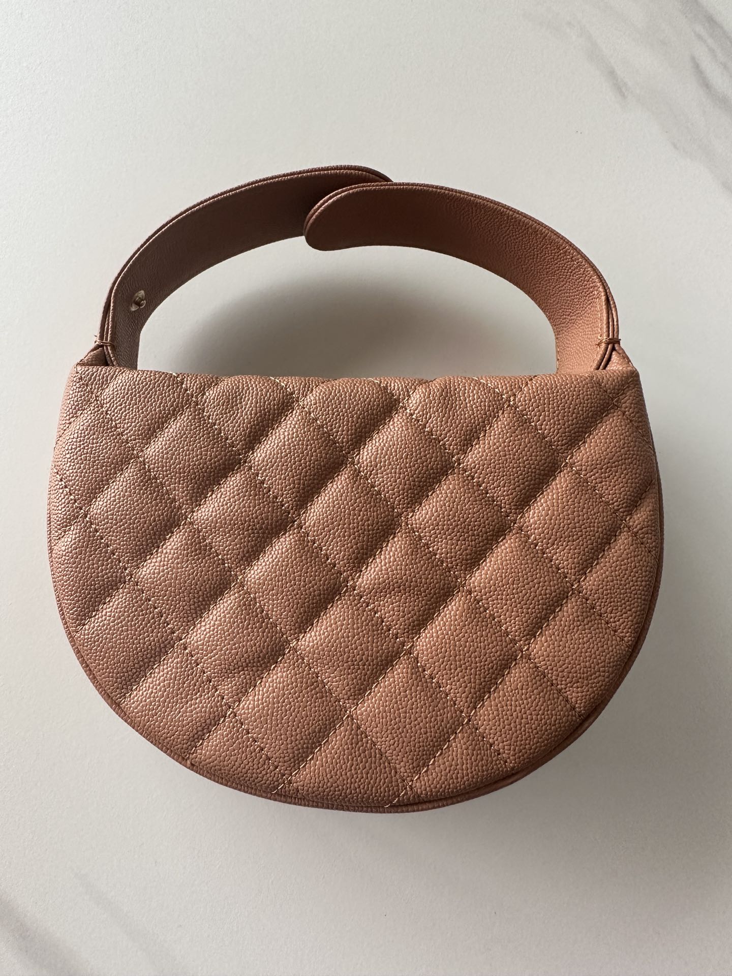 Pearl-Chain Quilted Mini Hobo Bag
