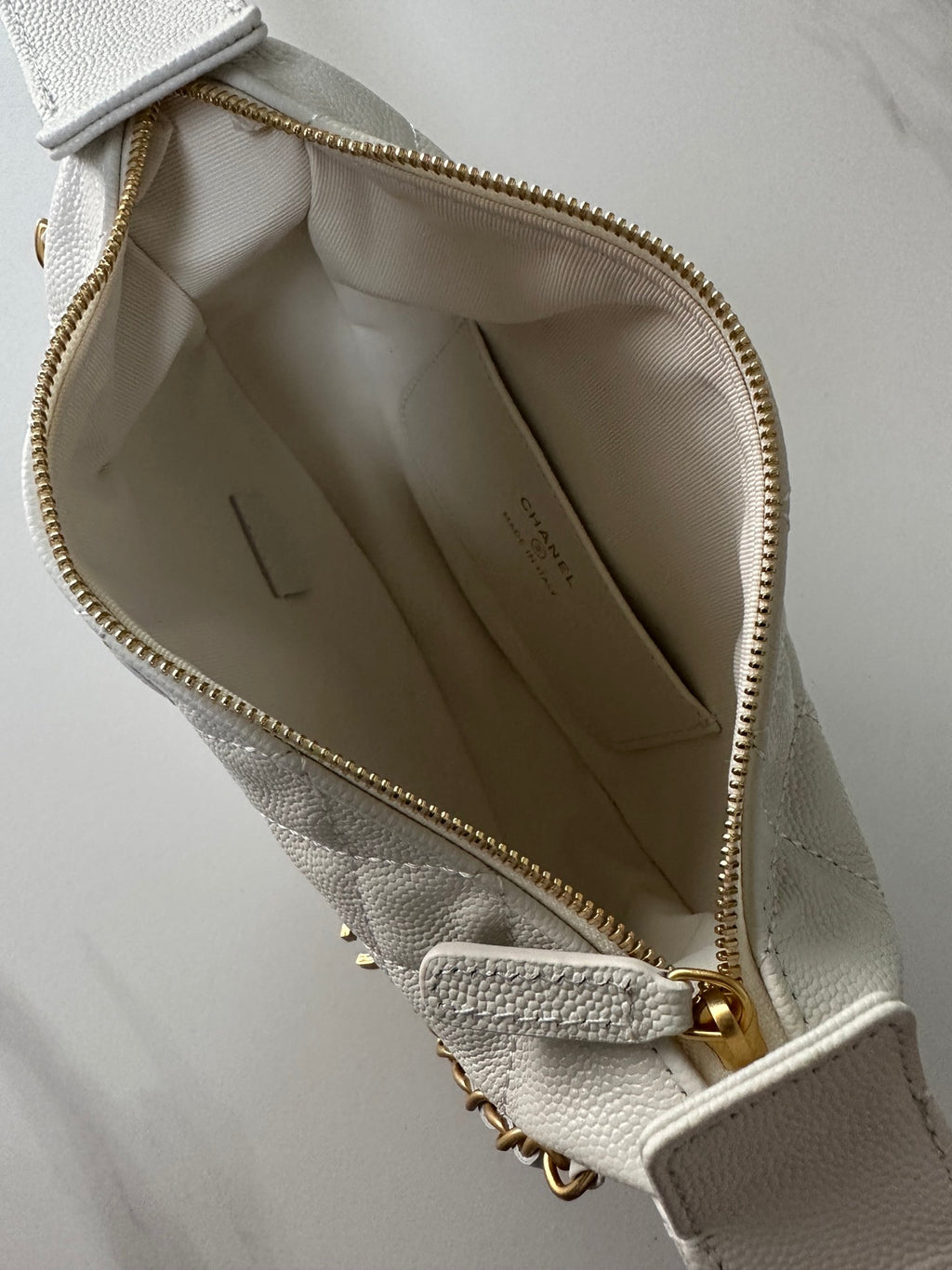 Pearl-Chain Quilted Mini Hobo Bag