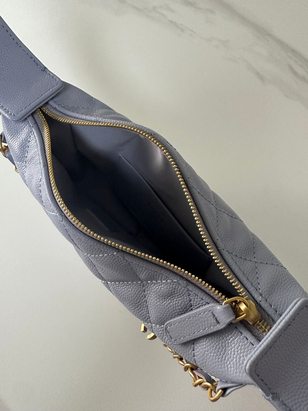 Pearl-Chain Quilted Mini Hobo Bag