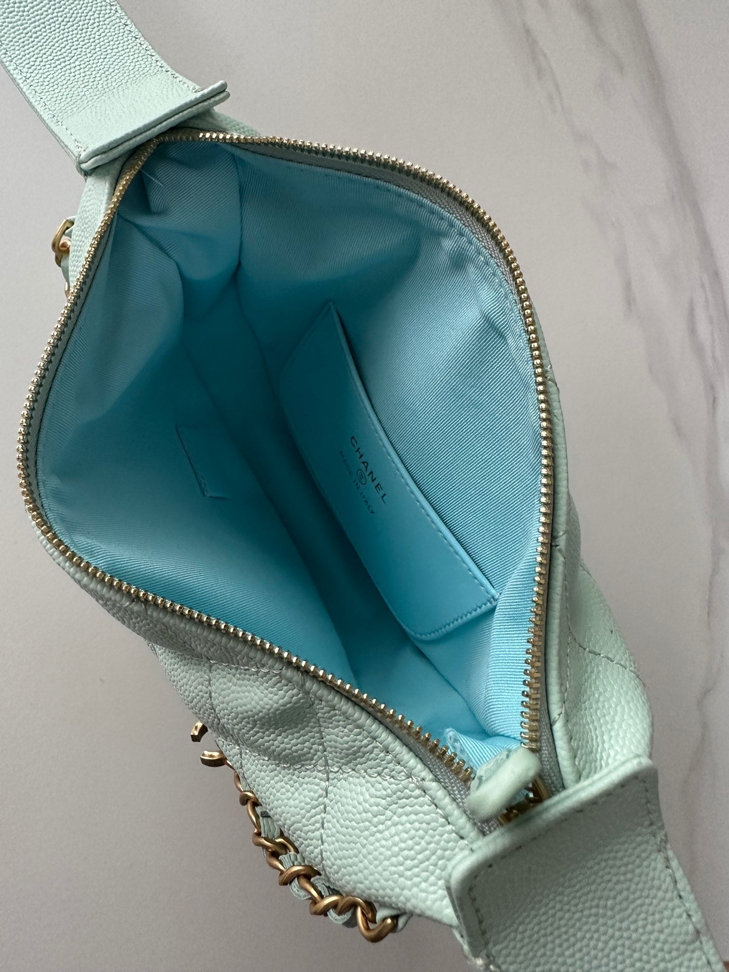 Pearl-Chain Quilted Mini Hobo Bag