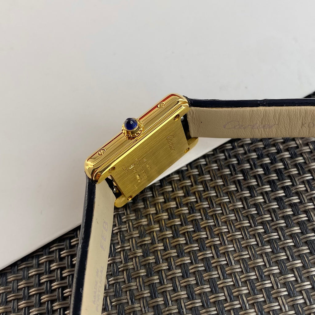 Tank Watch – Yellow Gold & Black Leather