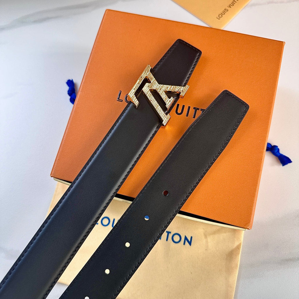 Men's Leather Belt with Gold