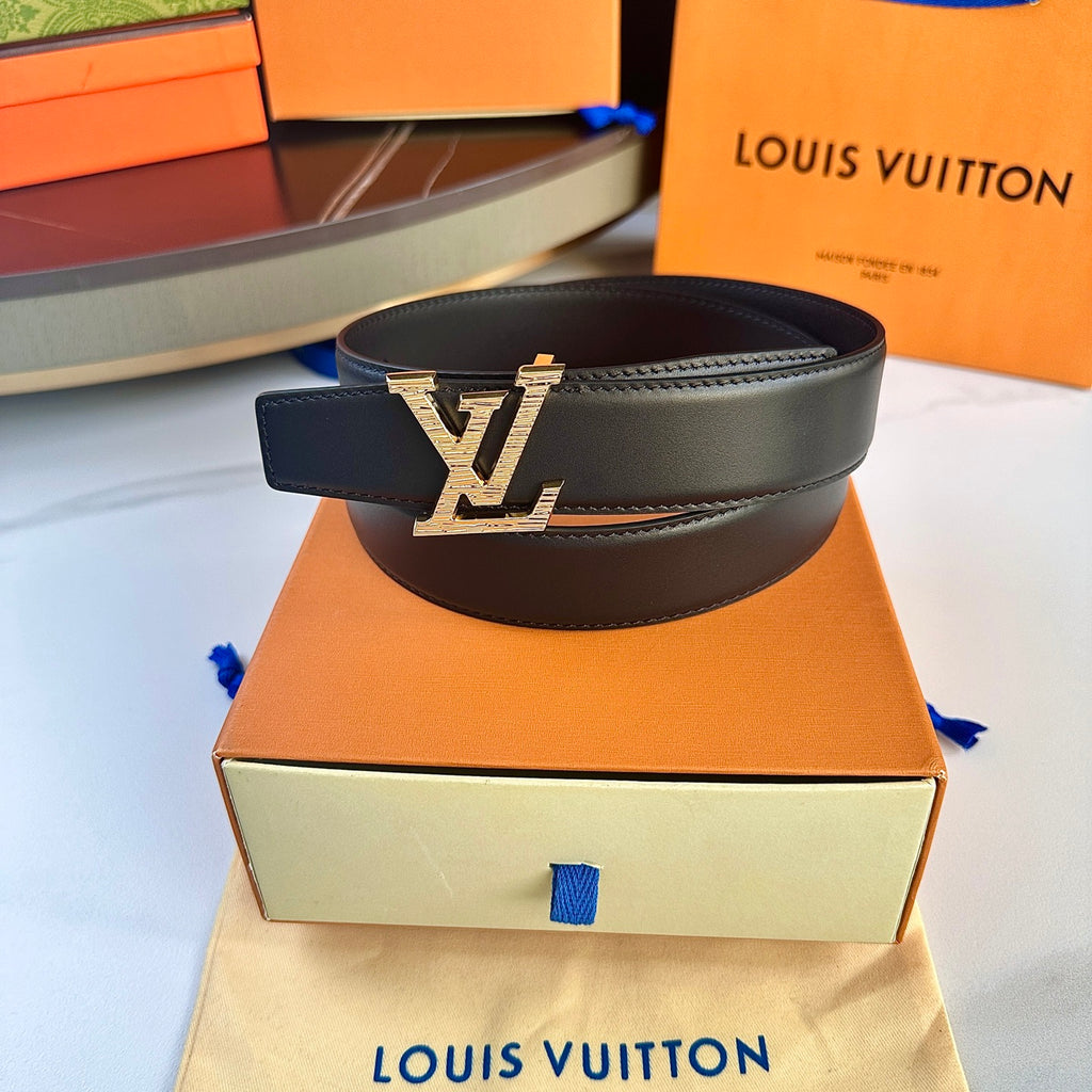 Men's Leather Belt with Gold