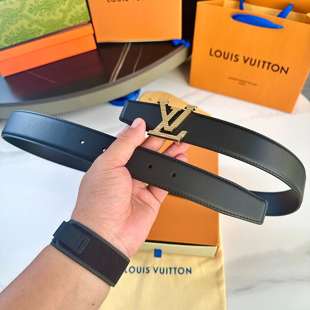 Men's Leather Belt with Gold